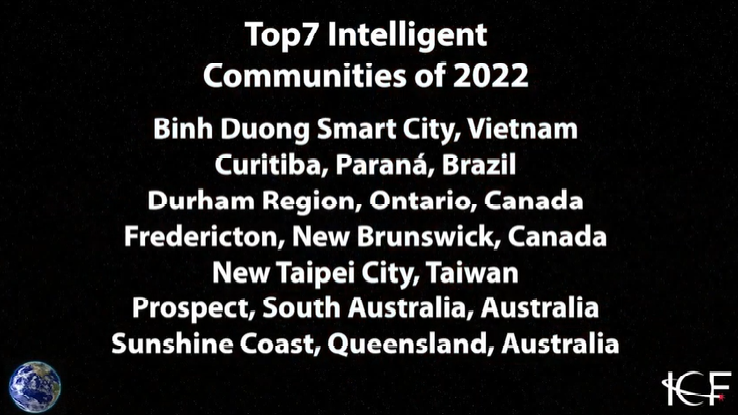 智慧城市論壇ICF第 20 屆年度Top7 名單，包括澳大利亞、巴西、加拿大、台灣（新北市）和越南共七座城市